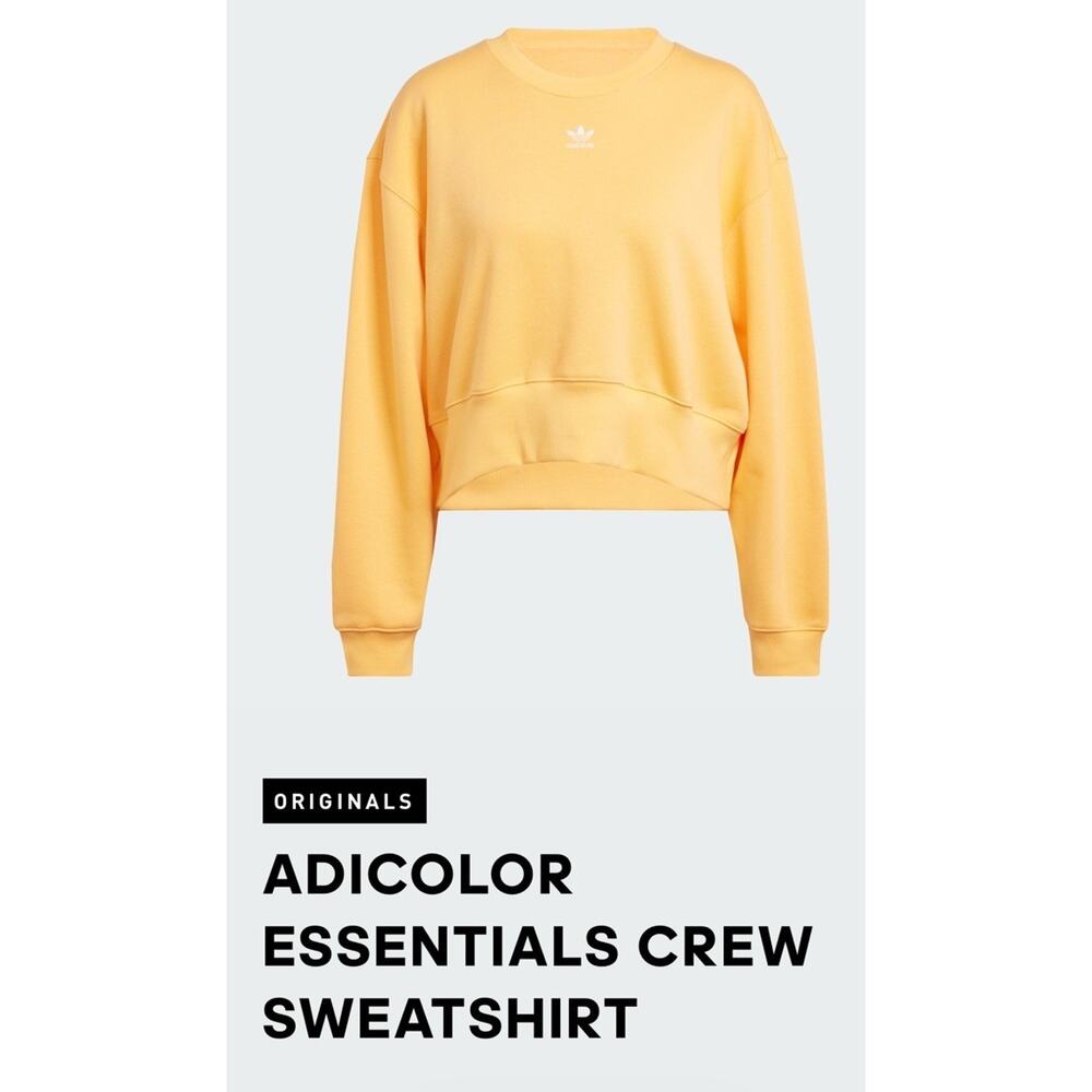 Adidas women Adicolor Essential Crew Sweatshirt Yellow Fleece Sz XL